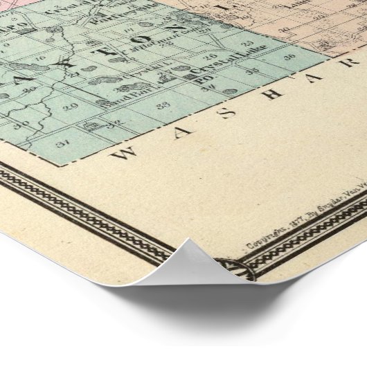 Kaart van het district Waupaca, staat Wisconsin Poster (Hoek)