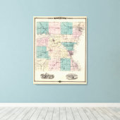 Kaart van het district Winnebago, staat Wisconsin Canvas Afdruk (Insitu (Houten vloer))