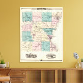 Kaart van het district Winnebago, staat Wisconsin Canvas Afdruk (Insitu (Woonkamer))