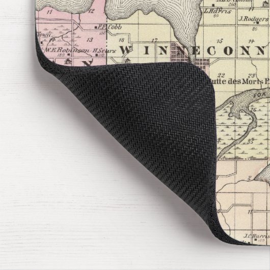 Kaart van het district Winnebago, staat Wisconsin Muismat (Hoek)