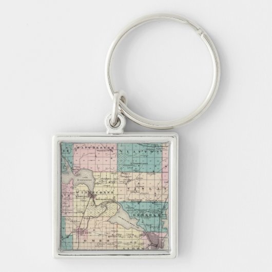 Kaart van het district Winnebago, staat Wisconsin Sleutelhanger (Voorkant)