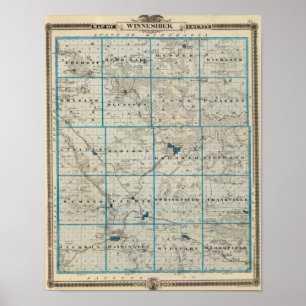 Kaart van het district Winneshiek, staat Iowa Poster