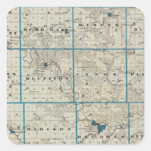 Kaart van het district Winneshiek, staat Iowa Vierkante Sticker