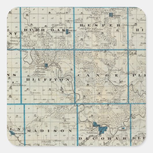 Kaart van het district Winneshiek, staat Iowa Vierkante Sticker (Voorkant)