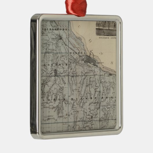 Kaart van het district Winona, Minnesota Metalen Ornament (Rechts)