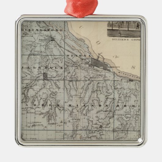 Kaart van het district Winona, Minnesota Metalen Ornament (Voorkant)