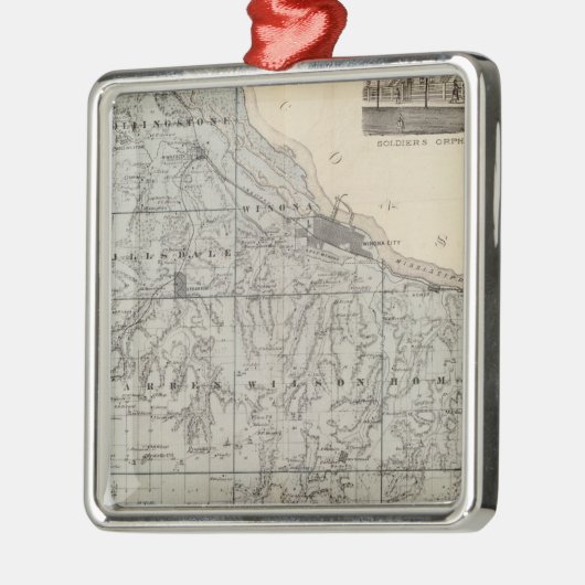 Kaart van het district Winona, Minnesota Metalen Ornament (Links)