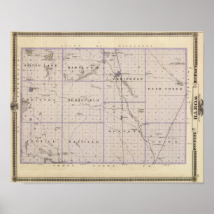 Kaart van het district Worth, staat Iowa Poster