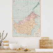  kaart van het eiland Borneo (1904) Poster (Keuken)
