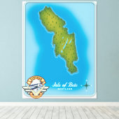 Kaart van het eiland Bute Canvas Afdruk (Insitu (Houten vloer))