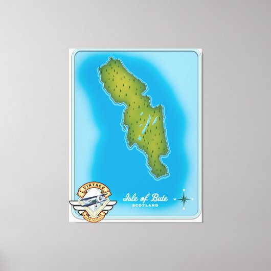 Kaart van het eiland Bute Canvas Afdruk (Voorkant)