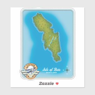 Kaart van het eiland Bute Sticker