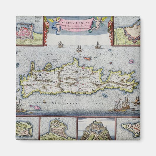 Kaart van het eiland Candia Magneet (Voorkant)
