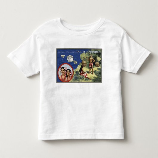 Kaart van het eiland en Moorea Kinder Shirts (Voorkant)