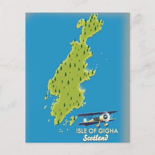 kaart van het eiland Gigha Scotland (Voorkant)