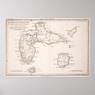 kaart van het eiland Guadeloupe (1780) Poster