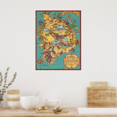  kaart van het eiland Hawaii Poster (Keuken)