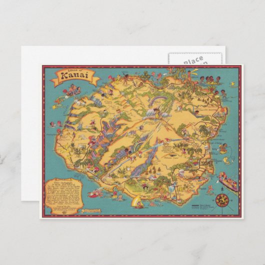  kaart van het eiland Kauai (Voorkant / Achterkant)