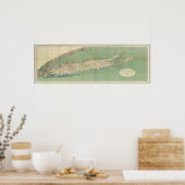 Kaart van het eiland Long Poster (Keuken)