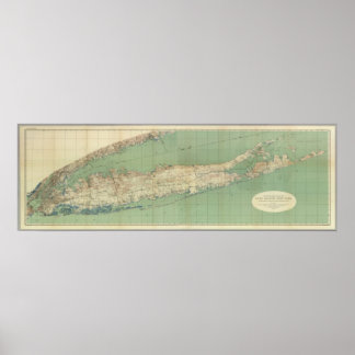 Kaart van het eiland Long Poster