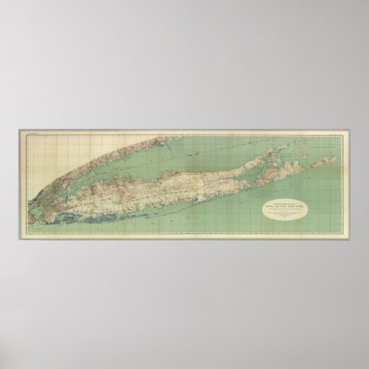 Kaart van het eiland Long Poster (Voorkant)