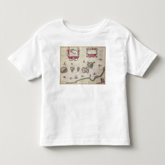 Kaart van het eiland Molukken, gegraveerd Kinder Shirts (Voorkant)