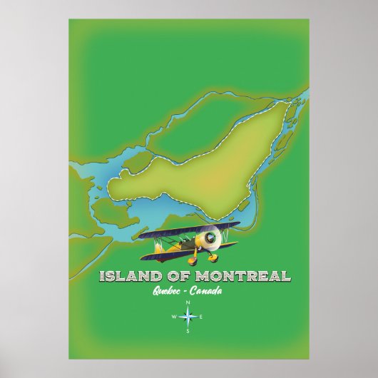kaart van het eiland Montreal Canada Poster (Voorkant)