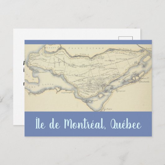 kaart van het eiland Montreal, Quebec (Voorkant / Achterkant)