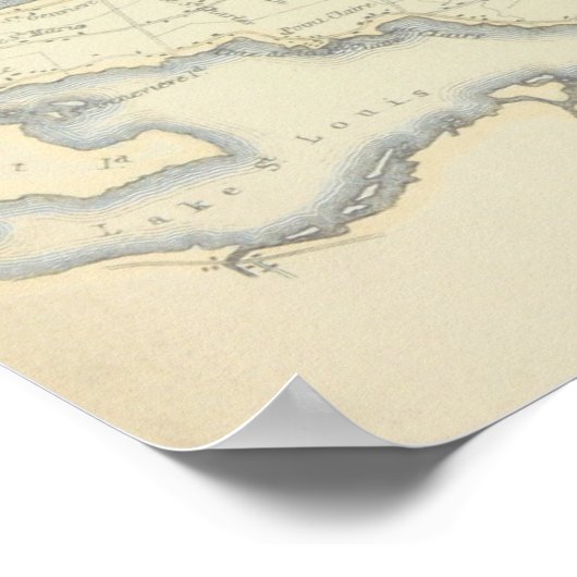  kaart van het eiland Montreal, Quebec Poster (Hoek)