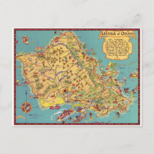  kaart van het eiland Oahu (Voorkant)