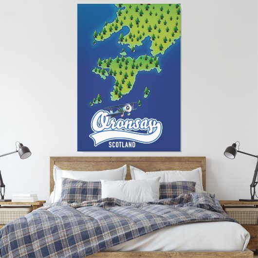 kaart van het eiland Oronsay Scotland Canvas Afdruk (Insitu (Slaapkamer))