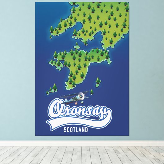 kaart van het eiland Oronsay Scotland Canvas Afdruk (Insitu (Houten vloer))