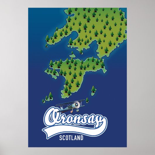 kaart van het eiland Oronsay Scotland Poster (Voorkant)