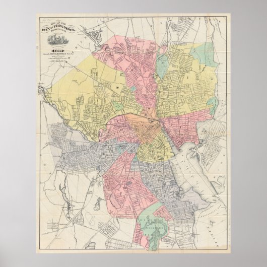  kaart van het eiland Providence Rhode (1899) Poster (Voorkant)