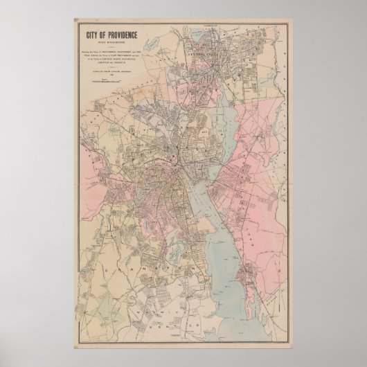  kaart van het eiland Providence Rhode (1901) Poster (Voorkant)