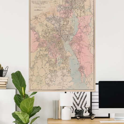 kaart van het eiland Providence Rhode (1901) Poster (Thuiskantoor)