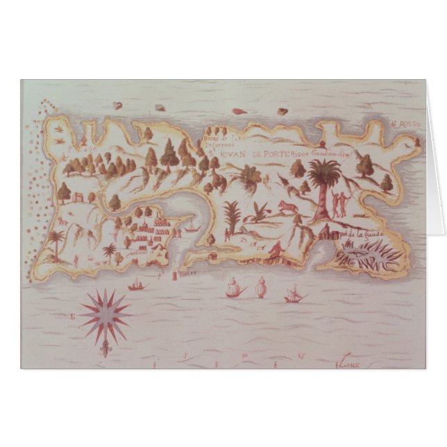 Kaart van het eiland Puerto Rico, 1599 (Voorkant Horizontaal)