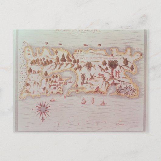 Kaart van het eiland Puerto Rico, 1599 (Voorkant)