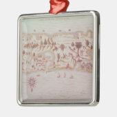Kaart van het eiland Puerto Rico, 1599 Metalen Ornament (Links)
