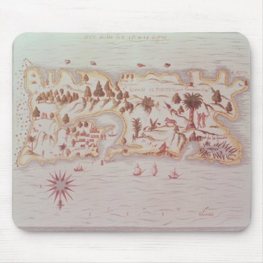 Kaart van het eiland Puerto Rico, 1599 Muismat (Voorkant)