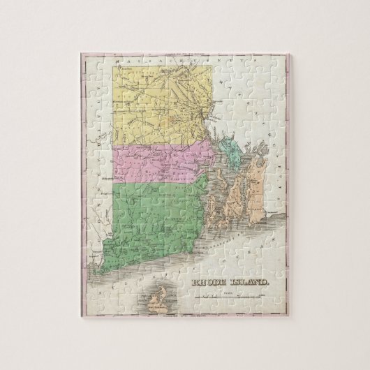  kaart van het eiland Rhode (1827) Legpuzzel (Verticaal)