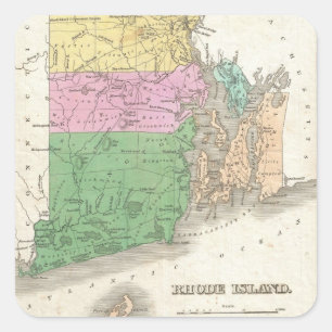  kaart van het eiland Rhode (1827) Vierkante Sticker
