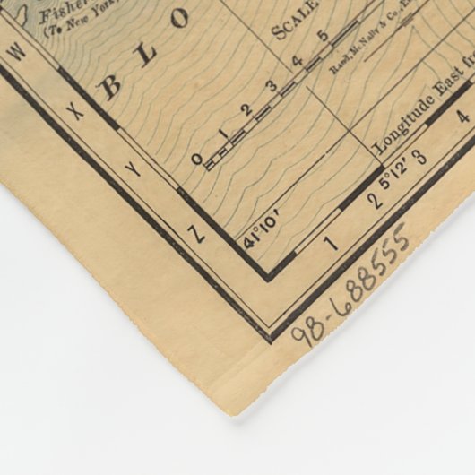  kaart van het eiland Rhode (1875) Fleece Deken (Hoek)