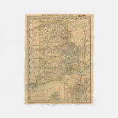  kaart van het eiland Rhode (1875) Fleece Deken (Voorkant)