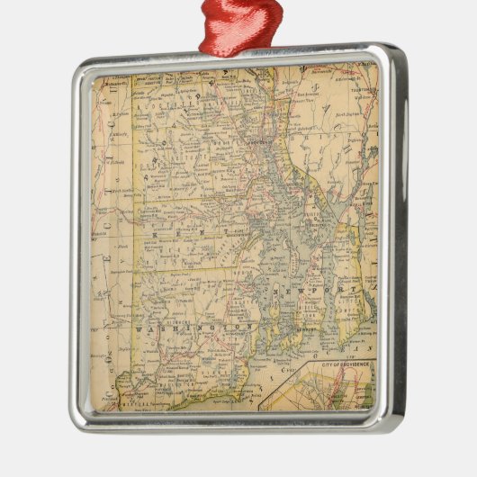 kaart van het eiland Rhode (1875) Metalen Ornament (Links)