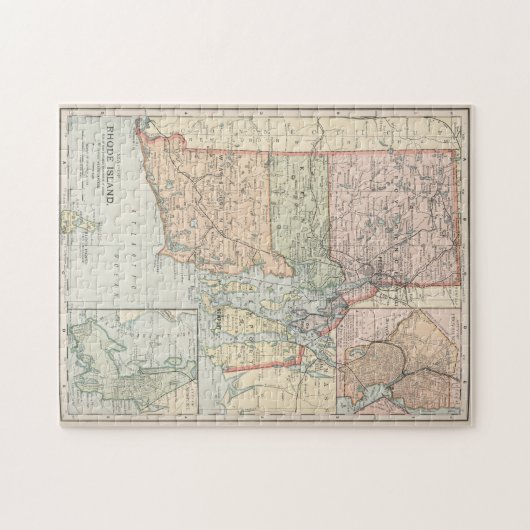  kaart van het eiland Rhode (1891) Legpuzzel (Horizontaal)