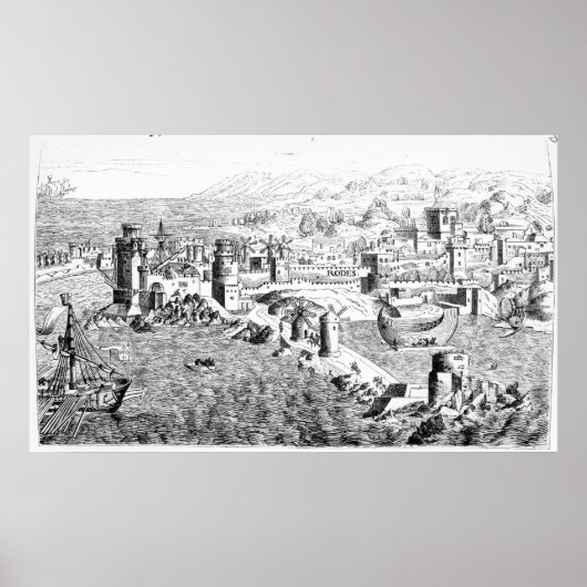 Kaart van het eiland Rhodes Poster (Voorkant)