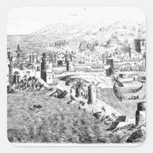 Kaart van het eiland Rhodes Vierkante Sticker