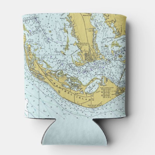  kaart van het eiland Sanibel Blikjeskoeler (Achterkant)