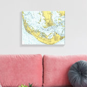  kaart van het eiland Sanibel Canvas Afdruk (Insitu (Woonkamer))